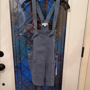 NWT SMALL Zenana Chambray Blue STRETCH Short Overalls